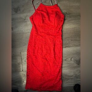 Limit evening dress mid length lace slip underneath rhinestone  straps women's M